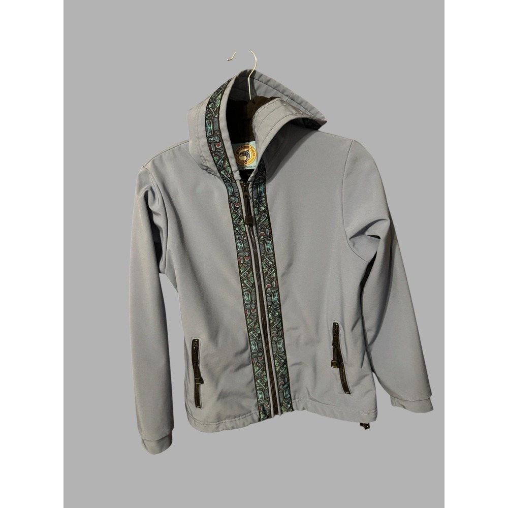 Copper River Fleece Blue Hooded Softshell Jacket Coat Cordova AK Sz S GTubH3 - Picture 2 of 8